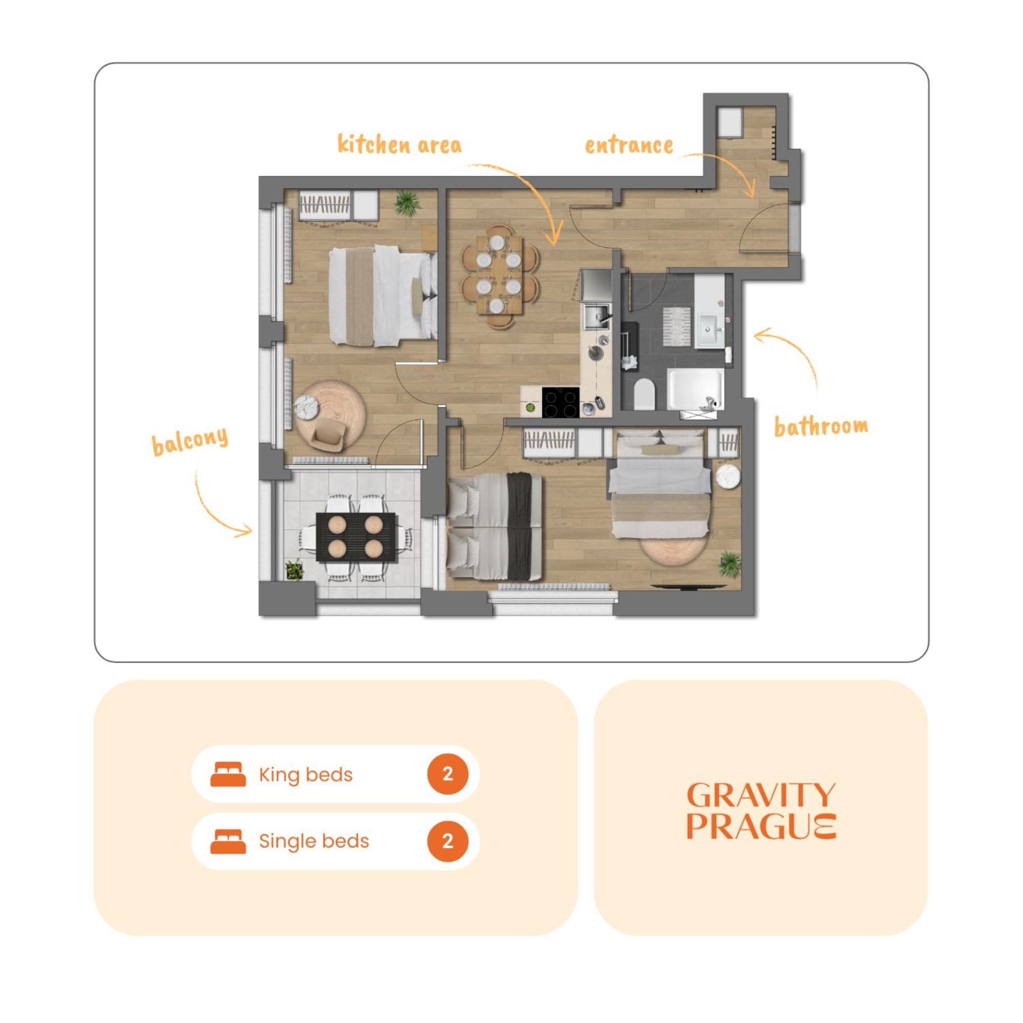 Bright 2Br - 5Th Floor, Balcony, Free Parking By Gravity Prague Apartment Bagian luar foto